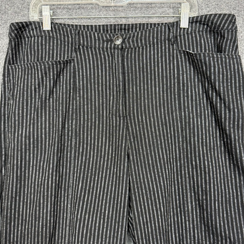 Sundance Pants Womens 16 Andover Black White Pinstripe Linen Blend‎ Wide Leg - Picture 2 of 13